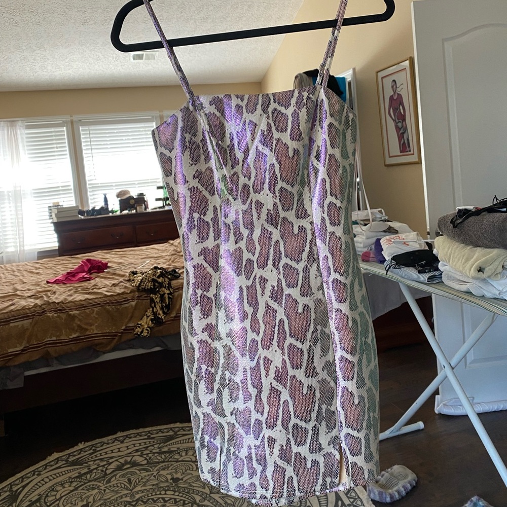 Animal print metallic dress